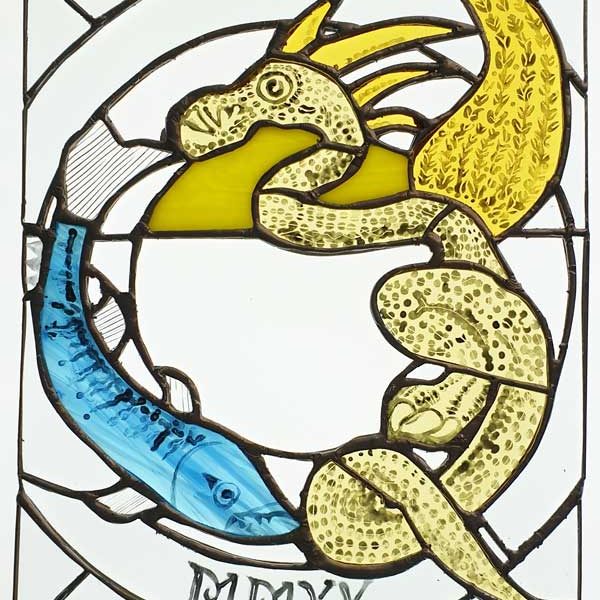 stained glass panel 'Laily Worm and the Mackrel of the Sea'
